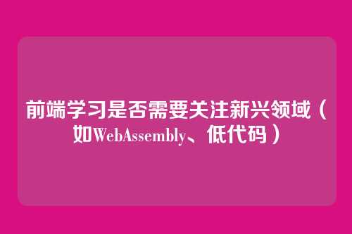 前端学习是否需要关注新兴领域（如WebAssembly、低代码）