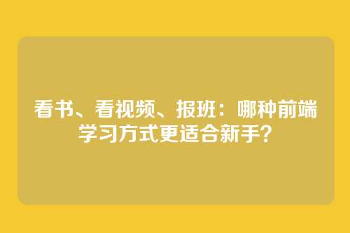 看书、看视频、报班：哪种前端学习方式更适合新手？