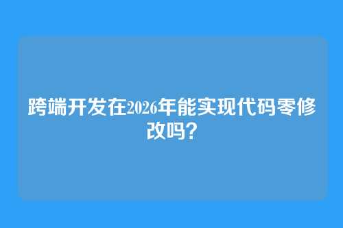 跨端开发在2026年能实现代码零修改吗？