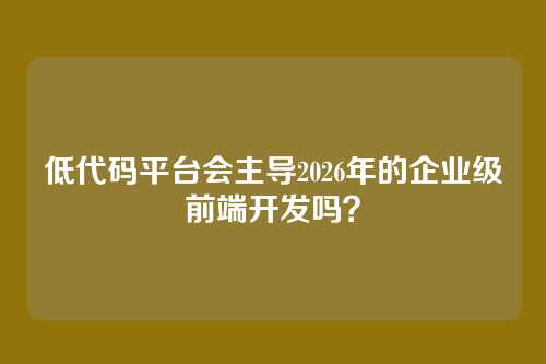 低代码平台会主导2026年的企业级前端开发吗？