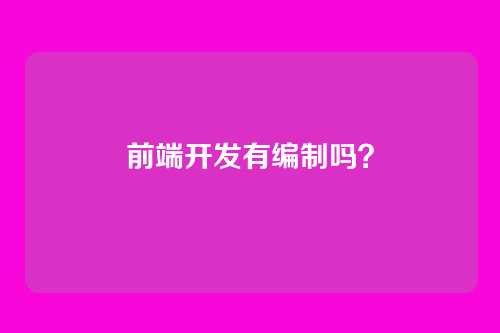 前端开发有编制吗？