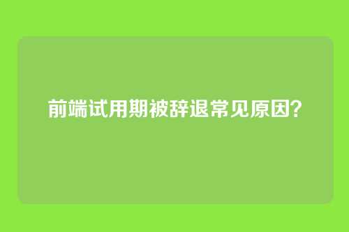 前端试用期被辞退常见原因？