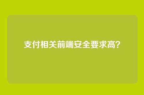 支付相关前端安全要求高？