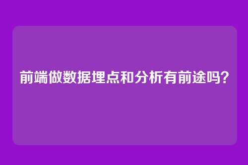 前端做数据埋点和分析有前途吗？