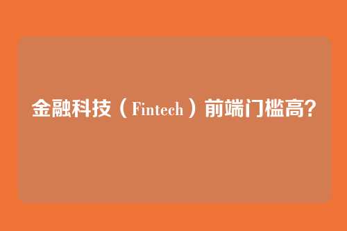 金融科技(Fintech)前端门槛高?