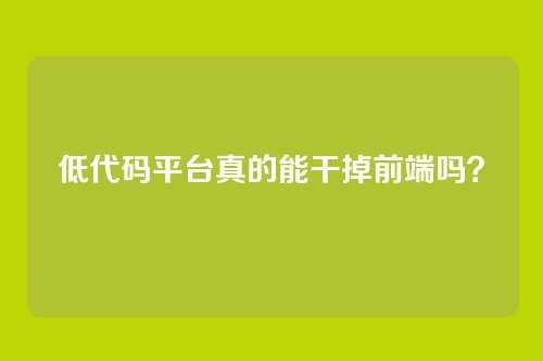 低代码平台真的能干掉前端吗？