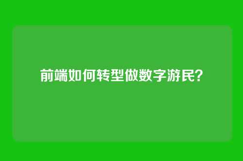前端如何转型做数字游民？