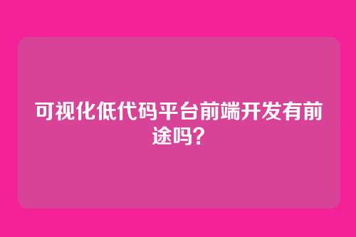 可视化低代码平台前端开发有前途吗?