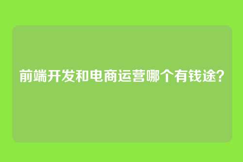 前端开发和电商运营哪个有钱途?