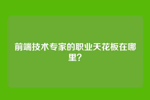 前端技术专家的职业天花板在哪里？