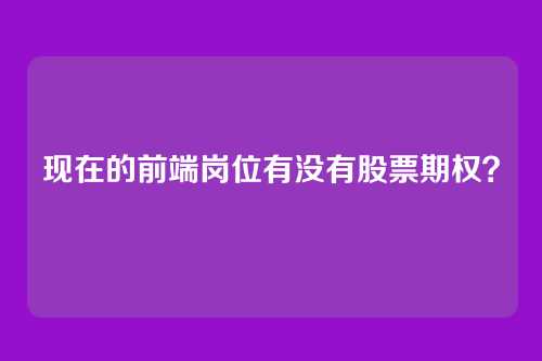 现在的前端岗位有没有股票期权？