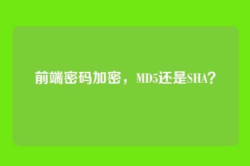 前端密码加密，MD5还是SHA？