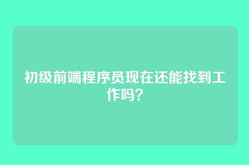 初级前端程序员现在还能找到工作吗?