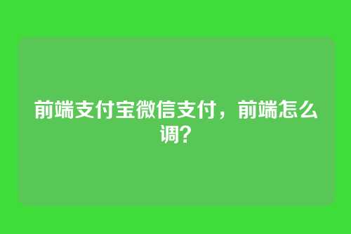 前端支付宝微信支付，前端怎么调？