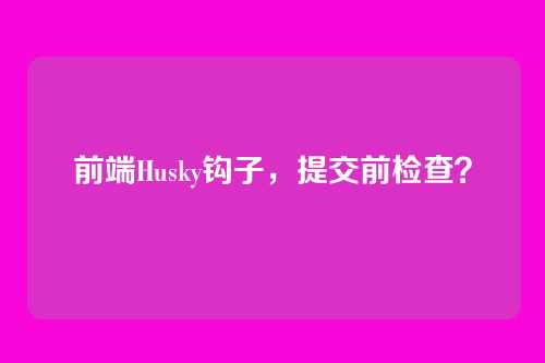前端Husky钩子，提交前检查？