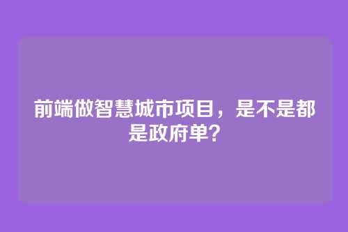 前端做智慧城市项目，是不是都是政府单？