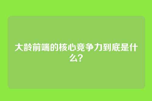 大龄前端的核心竞争力到底是什么？