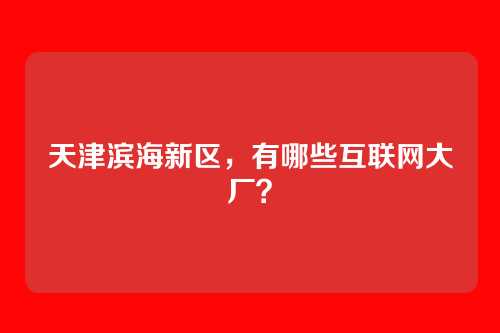 天津滨海新区，有哪些互联网大厂？