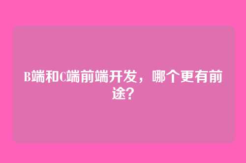 B端和C端前端开发，哪个更有前途？