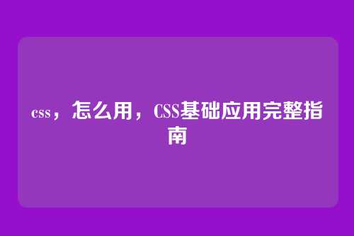 css，怎么用，CSS基础应用完整指南