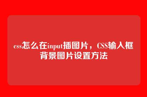css怎么在input插图片，CSS输入框背景图片设置方法