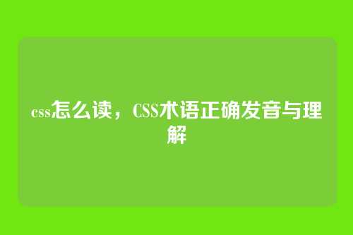 css怎么读，CSS术语正确发音与理解