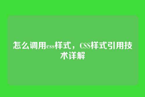 怎么调用css样式，CSS样式引用技术详解