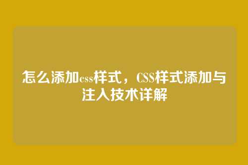 怎么添加css样式，CSS样式添加与注入技术详解