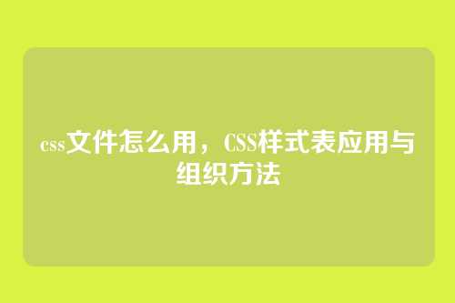 css文件怎么用，CSS样式表应用与组织方法