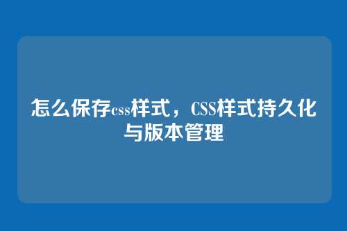 怎么保存css样式，CSS样式持久化与版本管理