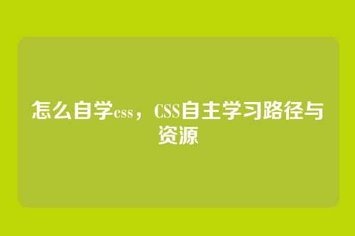 怎么自学css，CSS自主学习路径与资源
