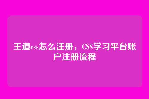 王道css怎么注册，CSS学习平台账户注册流程