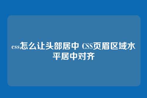 css怎么让头部居中 CSS页眉区域水平居中对齐