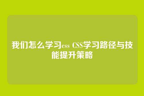 我们怎么学习css CSS学习路径与技能提升策略