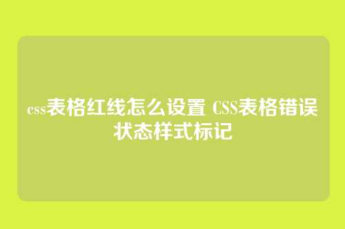 css表格红线怎么设置 CSS表格错误状态样式标记