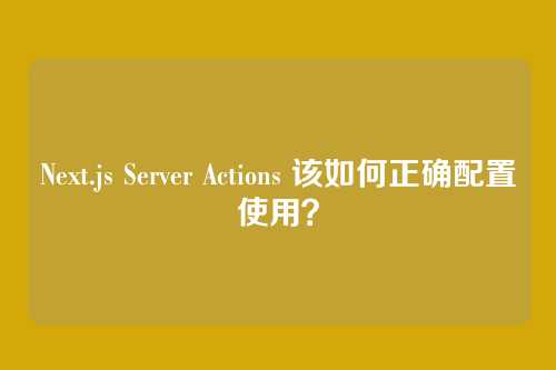 Next.js Server Actions 该如何正确配置使用?