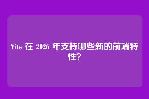 Vite 在 2026 年支持哪些新的前端特性？