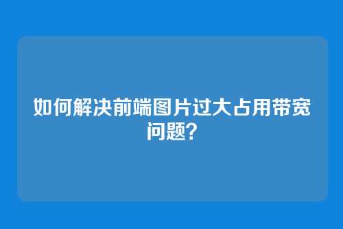 如何解决前端图片过大占用带宽问题?