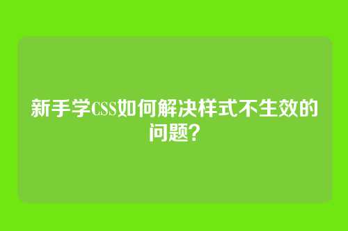 新手学CSS如何解决样式不生效的问题?