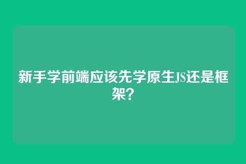 新手学前端应该先学原生JS还是框架？