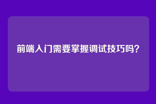 前端入门需要掌握调试技巧吗?
