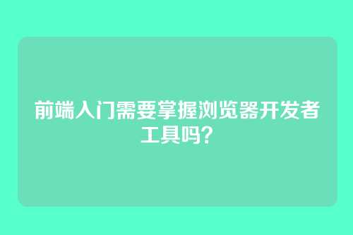 前端入门需要掌握浏览器开发者工具吗?