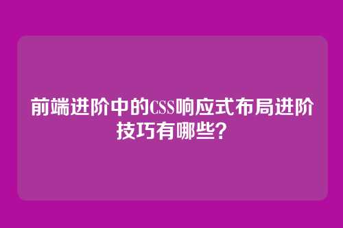 前端进阶中的CSS响应式布局进阶技巧有哪些?