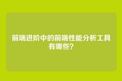 前端进阶中的前端性能分析工具有哪些？
