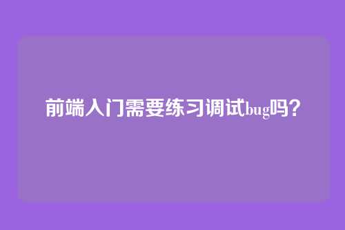 前端入门需要练习调试bug吗？