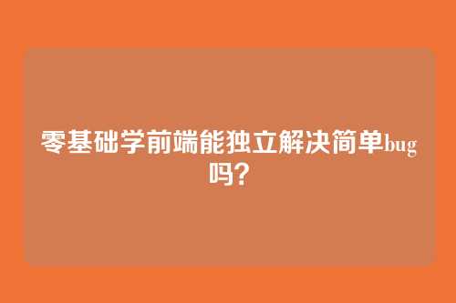 零基础学前端能独立解决简单bug吗？