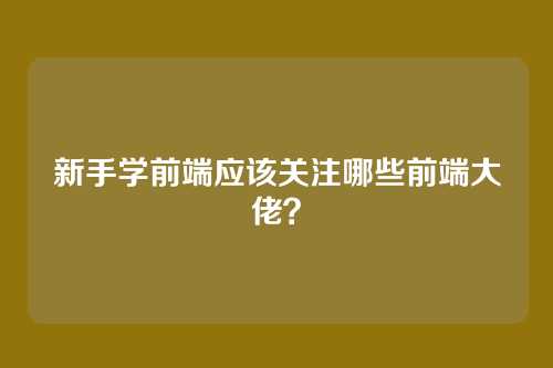 新手学前端应该关注哪些前端大佬？