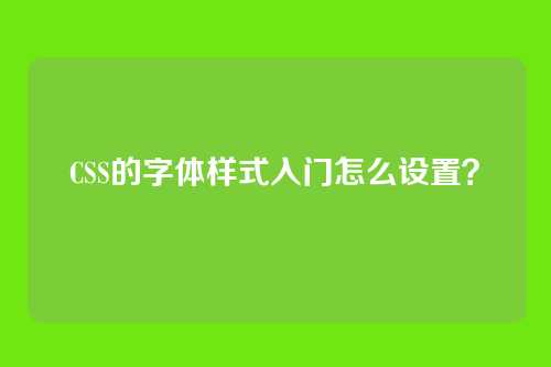 CSS的字体样式入门怎么设置？
