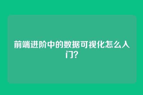 前端进阶中的数据可视化怎么入门？
