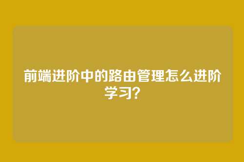 前端进阶中的路由管理怎么进阶学习？